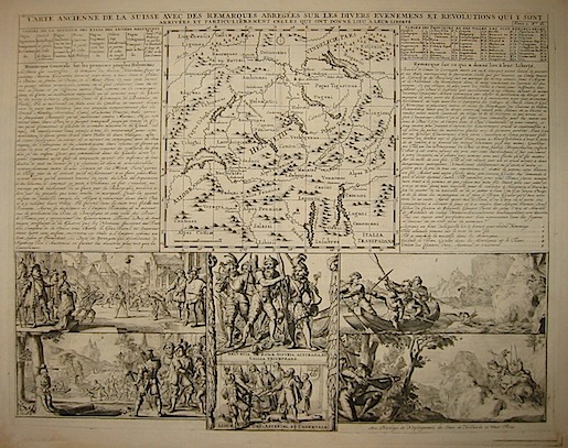 Chatelain Henri Abraham (1684-1743) Carte ancienne de la Suisse avec des remarques abregées sur les divers evenemens et revolutions qui y sont arrivées, et particulièrement celles qui ont donné lieu à  leur liberté 1721 Parigi 